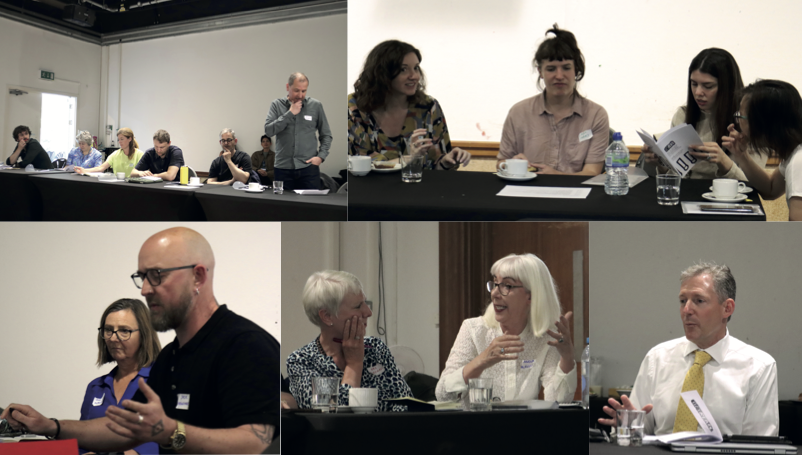 Round Table Discussion, 'Getting ‘real’! about Supporting Creative Industries & Cultural Policy Research in the Midlands'. M4C Dialogue Day, convened by Mel Jordan and David Wright, Herbert Museum and Art Gallery, 9 June 2023. Photographer Andrew Hewitt.